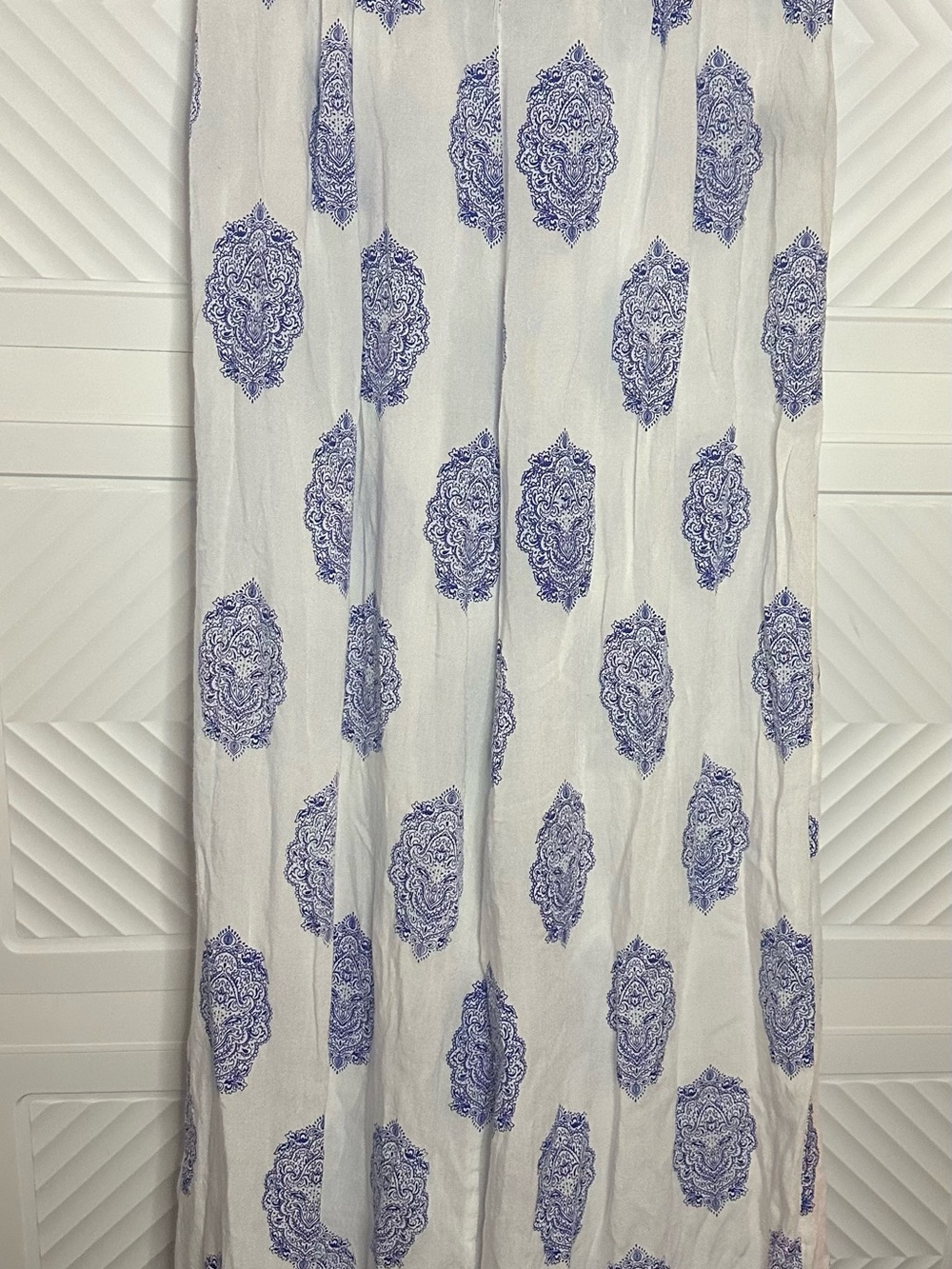 feathers White and Blue Paisley Pants